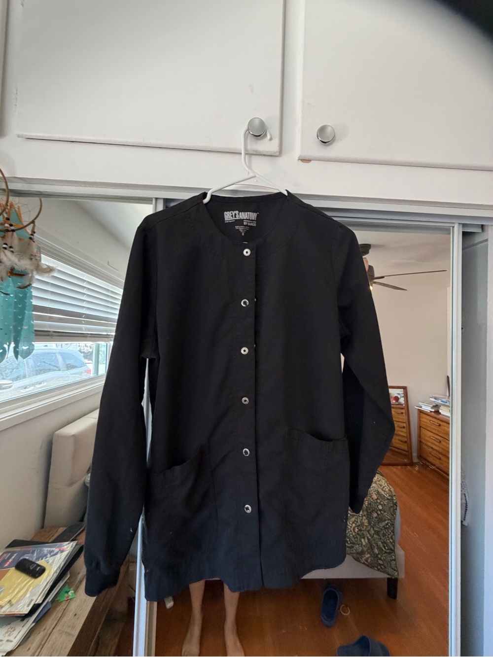 Grey's Anatomy Black  Scrub Jacket with Snap Front